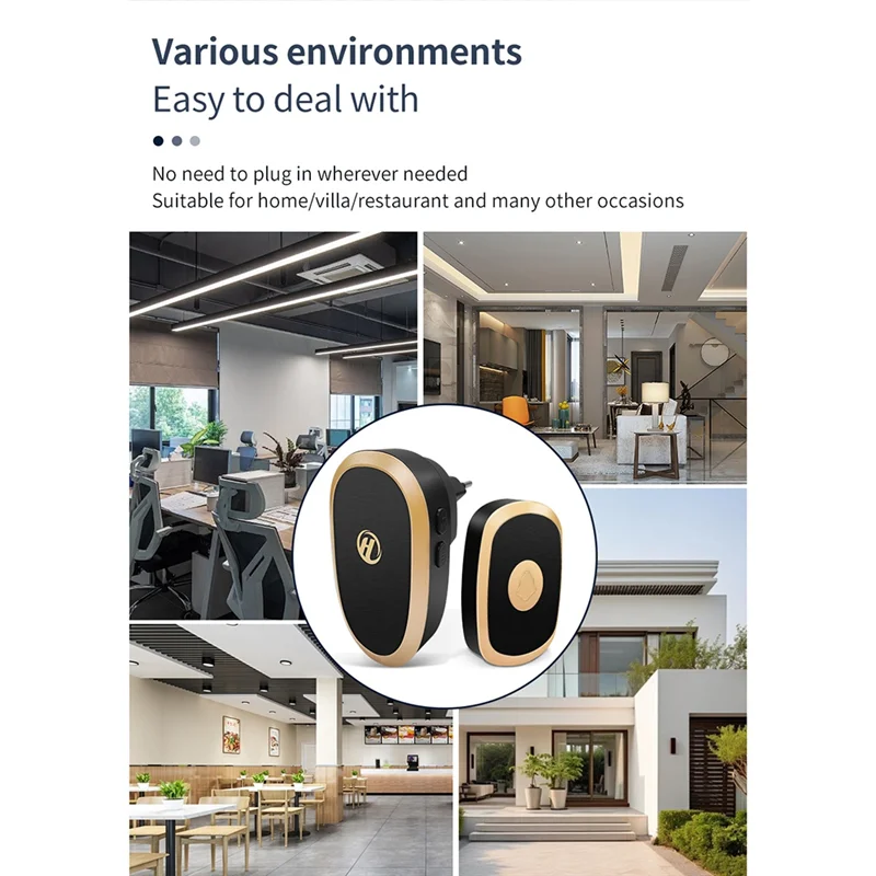 Беспроводной дверной звонок AA84 RGB с цветным светом, 38 музыкальных дорожек, 4 уровня, уличный кинетический дверной звонок с радиусом действия 150 м