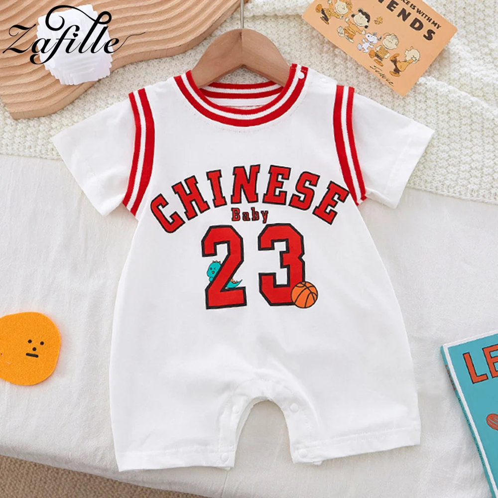 ZAFILLE 2023 Sport Style Baby Costume Boys Basketball Uniform For Boys Summer Newborns Jumpsuit Patchwork Kids Toddler Clothes