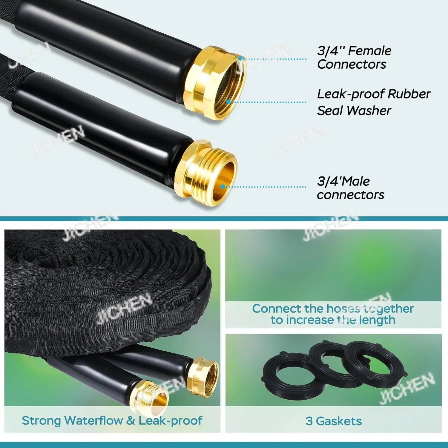 

JC Household High Pressure Garden Cloth Cover Water Pipe Hose Set, Ten-function Zinc Alloy Water Set