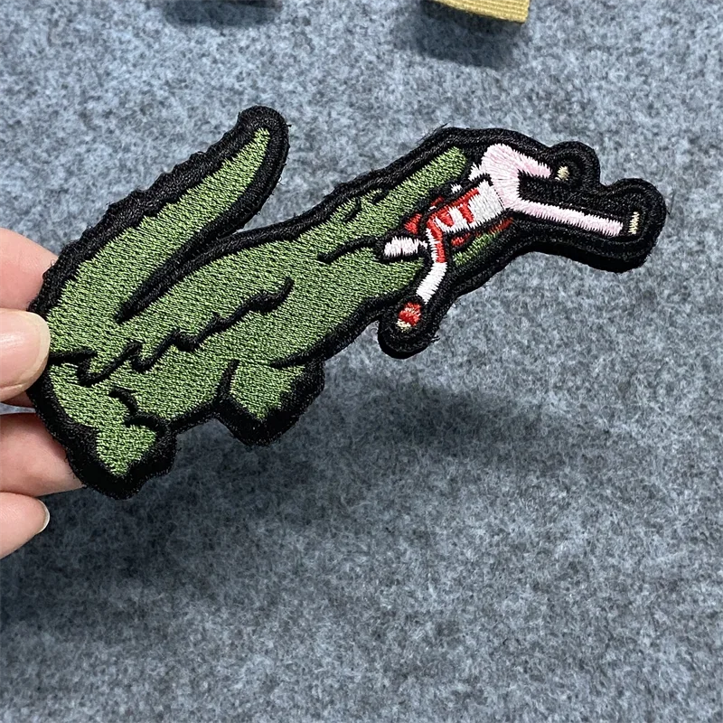 Alligator Bite Embroidery Patch Embroidery Tactical Morale Badge  Armband Hook and Loop Backpack Patches Appliques for Clothing