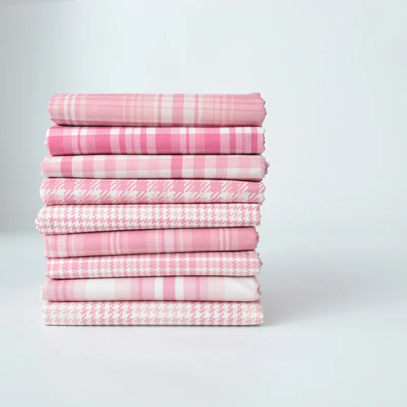 100% Cotton Fabric Handmade Clothing Home Sheet JK Fabric Pink Plaid Cotton For Sewing Dress 50x145cm