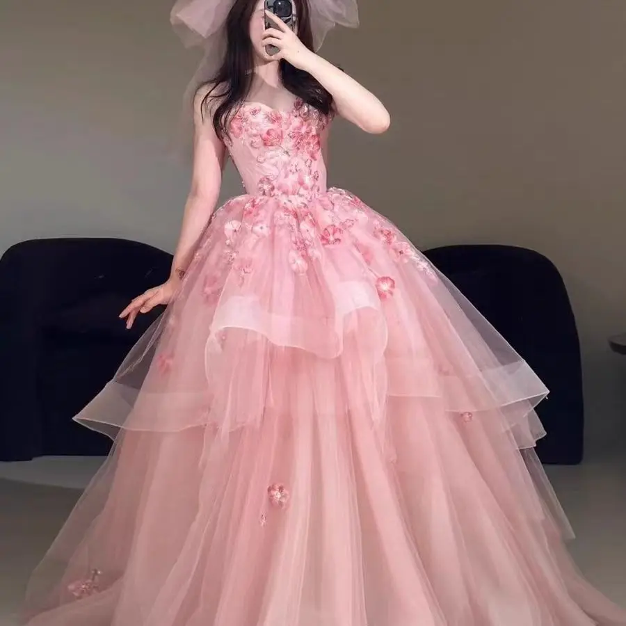 

ZJ4070 Розовые платья Charro Quinceanera по индивидуальному заказу, бальное платье с открытыми плечами, аппликации с цветочным жемчугом, мексиканские сладкие платья 16, 15