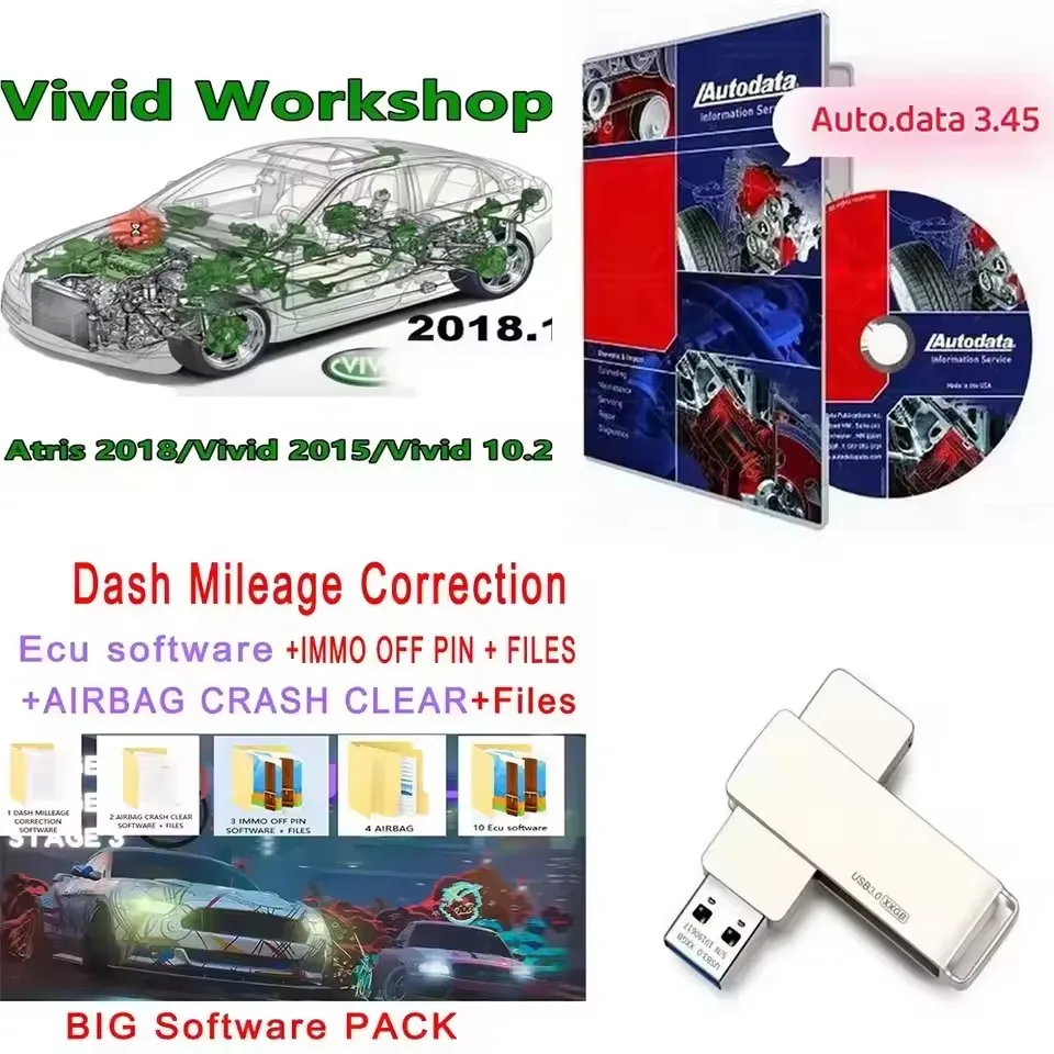 Autodata 3.45 Car Software + Vivid Workshop Data Atris-Stakis Technik 2018.01V Multi + Immo Airbag DASH MILLEAGE CORRECTION