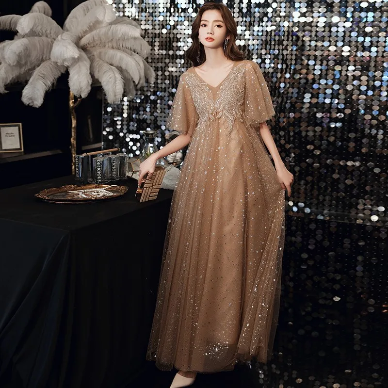 

Plus-size dress elegant banquet host pregnant woman new for coming-of-age ceremony