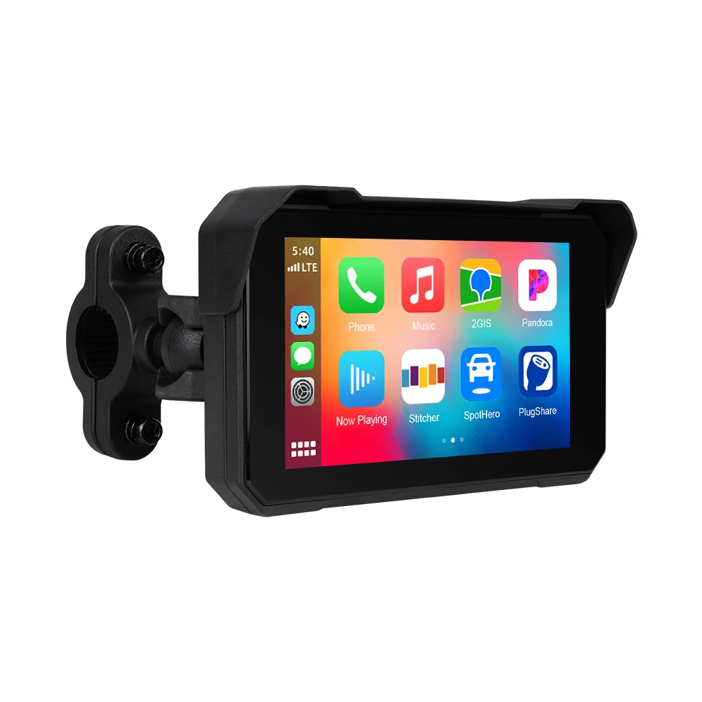 Podofo 5'' Tragbares Motorrad Drahtloses CarPlay Android Auto für Motorrad Smart Player GPS Navigation IP68 Wasserdicht EQ BT 5.0