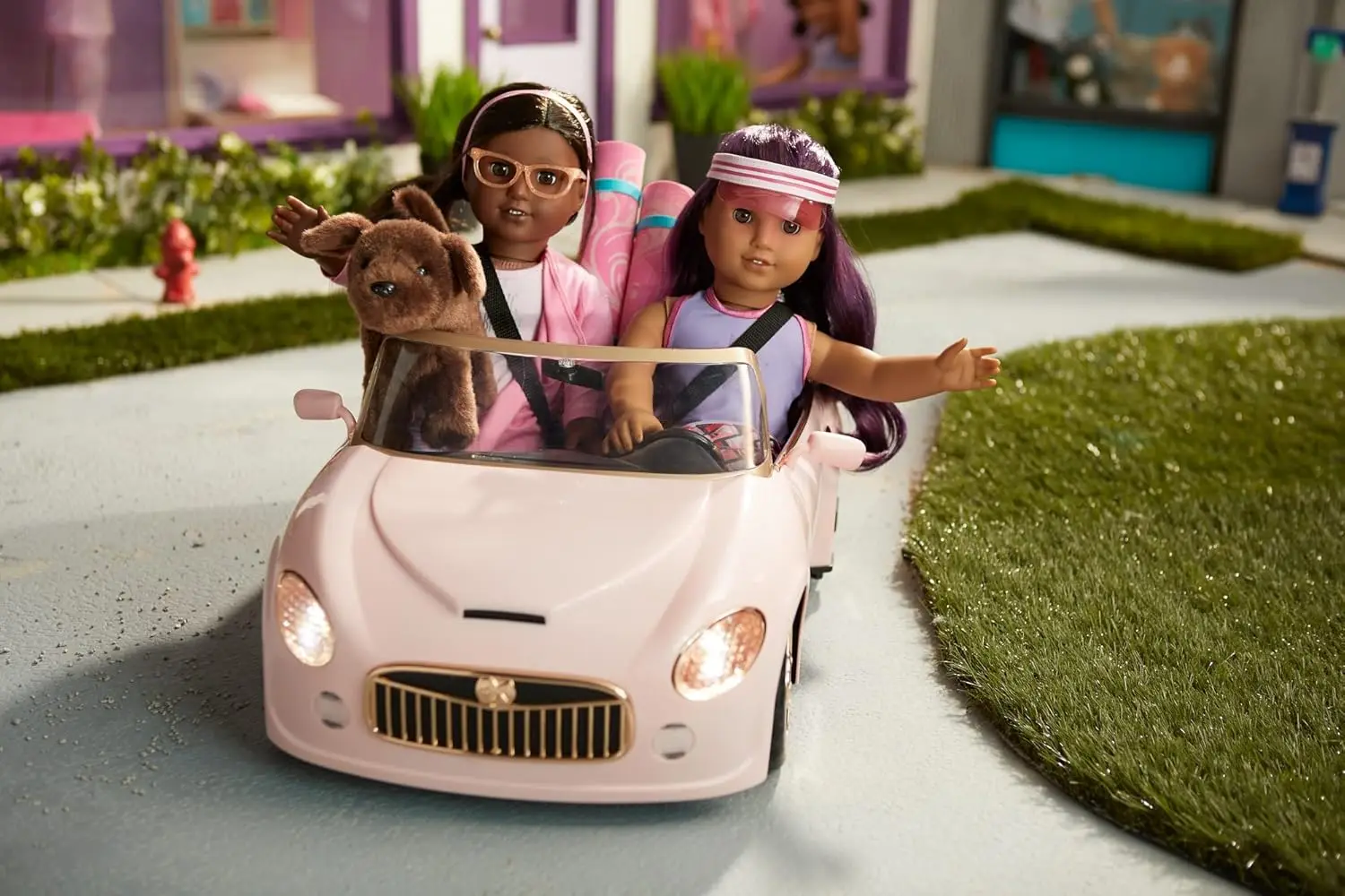Pink Remote-Controlled Sports Car Playset for 18-Inch Dolls – Working Doors & Headlights, Ages 6+