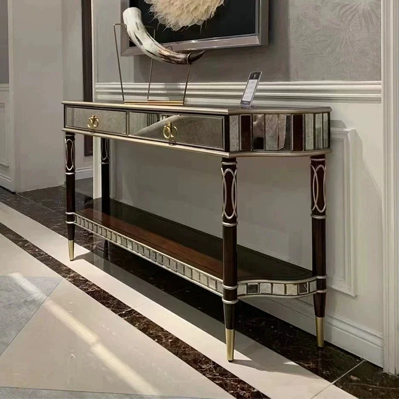luxury mirror side decorative  living room storage entrance decorative model room
