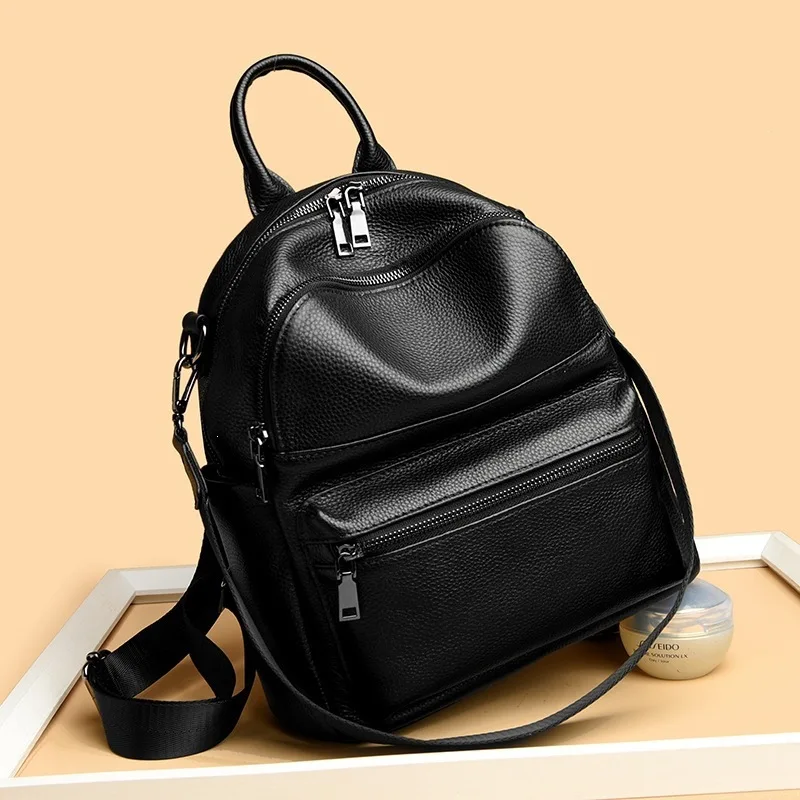 2027 New Fashion Genuine Leather Women Backpacks Luxury Brand Female Real Natural Leather Ladies Girl Student Casual Backpack