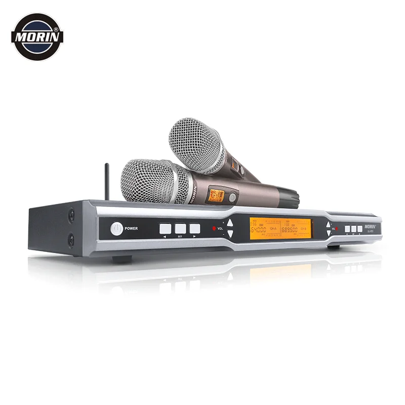 High Quality Long Distance Dual Channel Double Hand use Wireless Microphone Professional