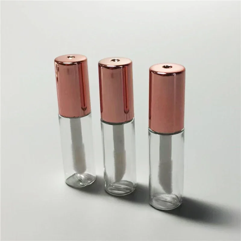 34pcs 2ML Empty Transparent PE Lip Gloss Tubes Plastic Lip Balm Tube Lipstick Mini Sample Cosmetic Container Rose Gold