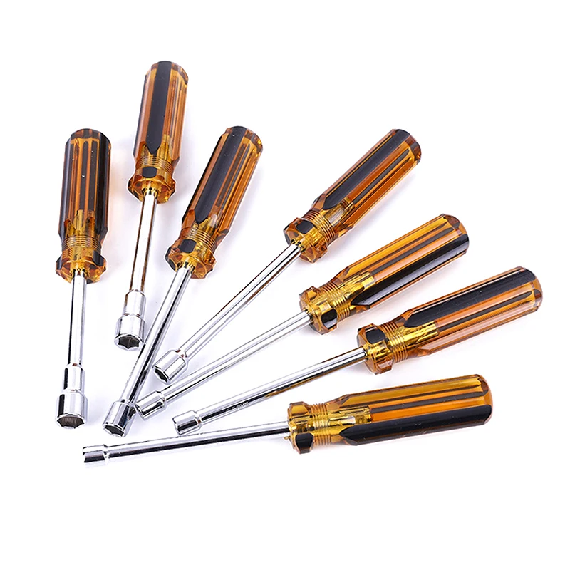 High Carbon Steel 4-14mm Hex Socket Head Handle CRV Shaft Nut Screwdriver Nut-wrench M3 M4 Screwdriver Casing Batch Hand Tools