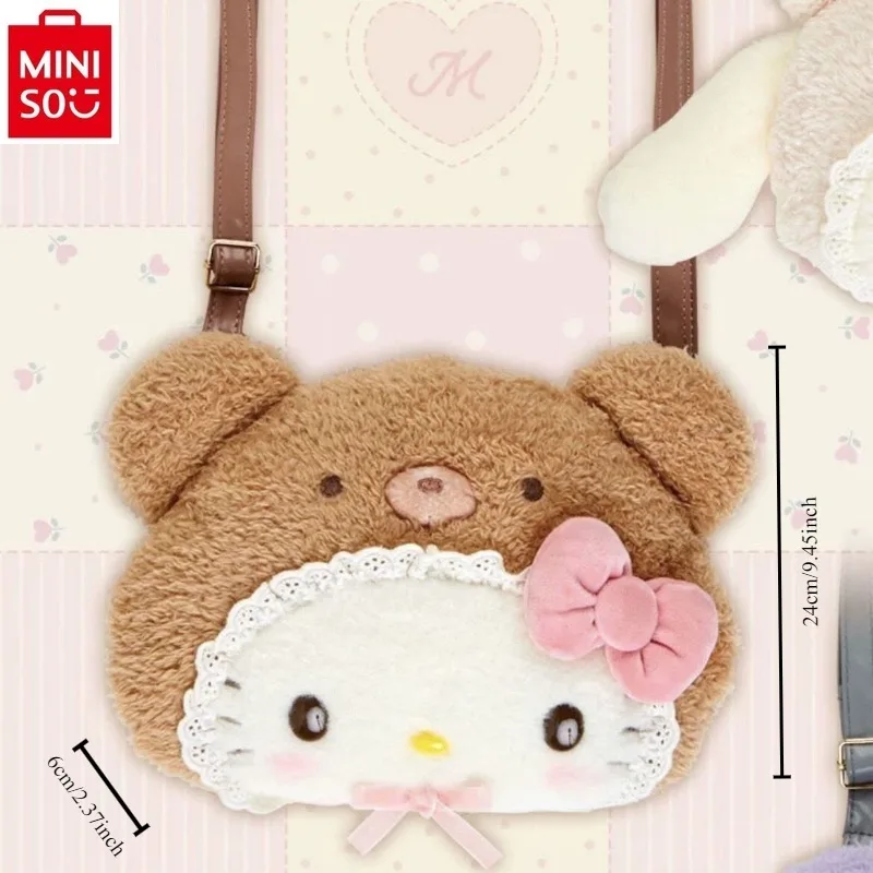 Sanrio Plush Doll Crossbody Bags Hello Kitty Women Soft Single Shoulder Bag Kawaii Cartoon Messenger Bag Children Cute Small Bag