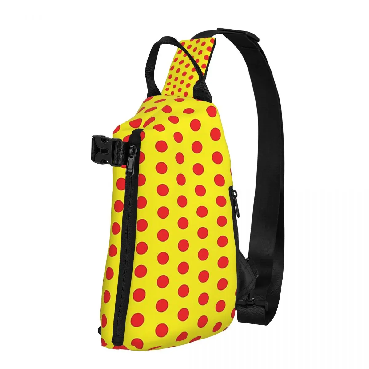 Classic Red And Yellow Polka Dot Pattern Chest Bag Men Sling Crossbody Backpack Chest Bag Travel Hiking Daypack Shoulder Bag