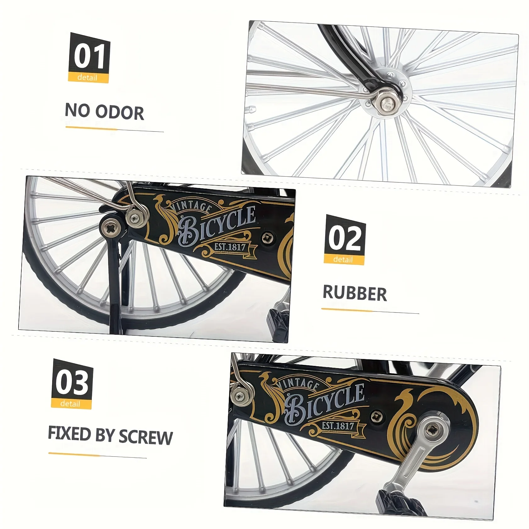 Figurine de vélo en métal vintage, disponible en noir et vert, une mini décoration de bureau de style rétro, un jouet de vélo classique en alliage