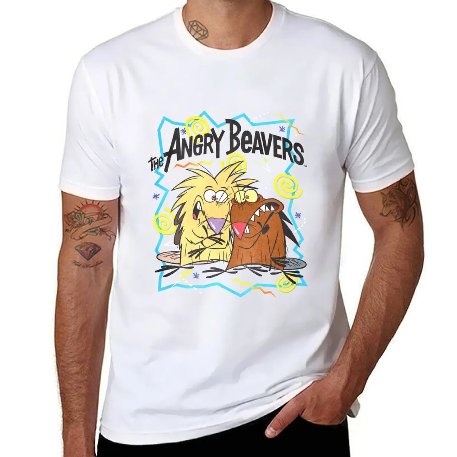 

Characters Graphics Beavers Angry 90's T-Shirt Lightweight Gym Training T-Shirt