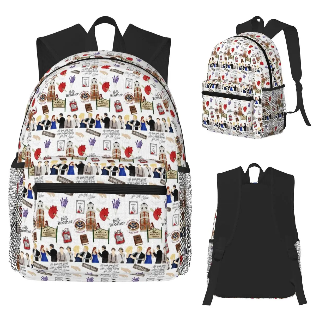 

The Vampire Diaries Cartoon Student Backpack School Bag Hiking Travel Daypack for Men Women Fashion Bookbag Shoulder Bags