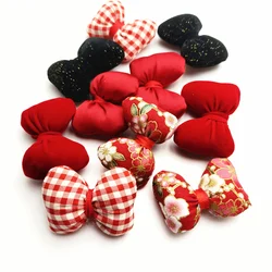 Multi Style Red Plush Bowknot Applique, DIY Handmade Hair Clip, Hat, Patches Decor, Ornament Clothing Accessories, 10Pcs