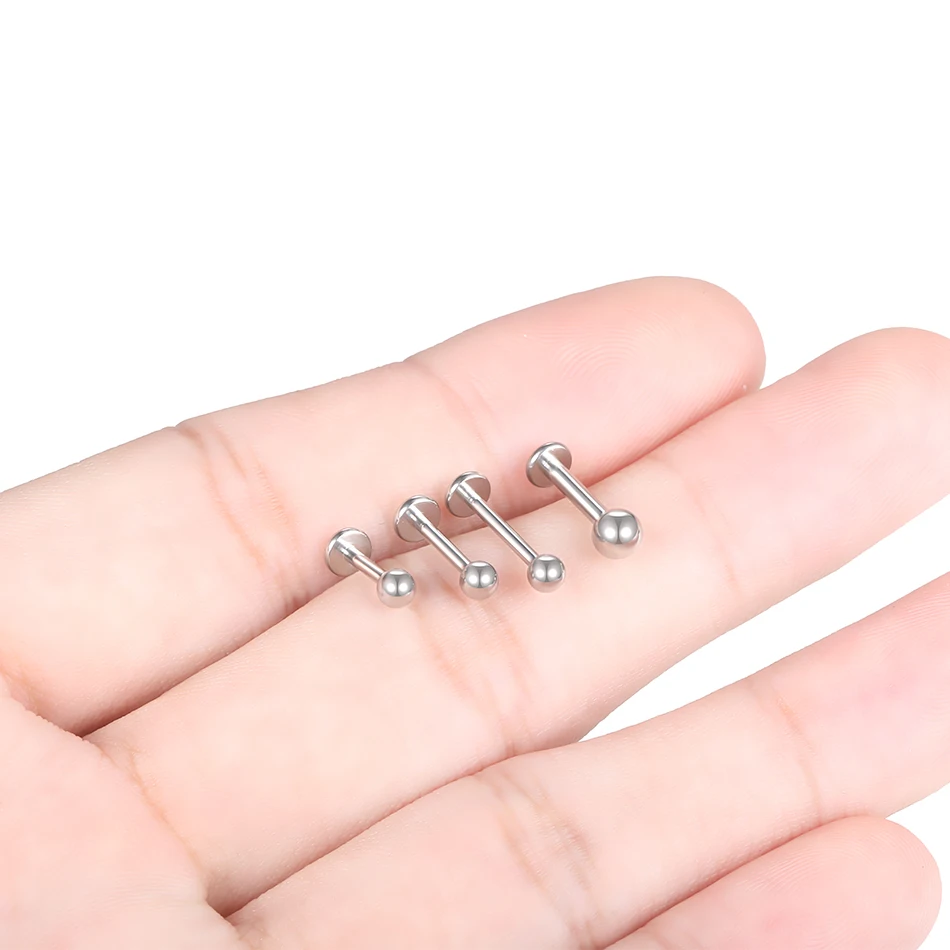 Labret-Anillo de barra de labio de titanio para hombres y mujeres, Piercings de oreja, Tragus Helix, cartílago, joyería corporal, 16G, 14G, lote de