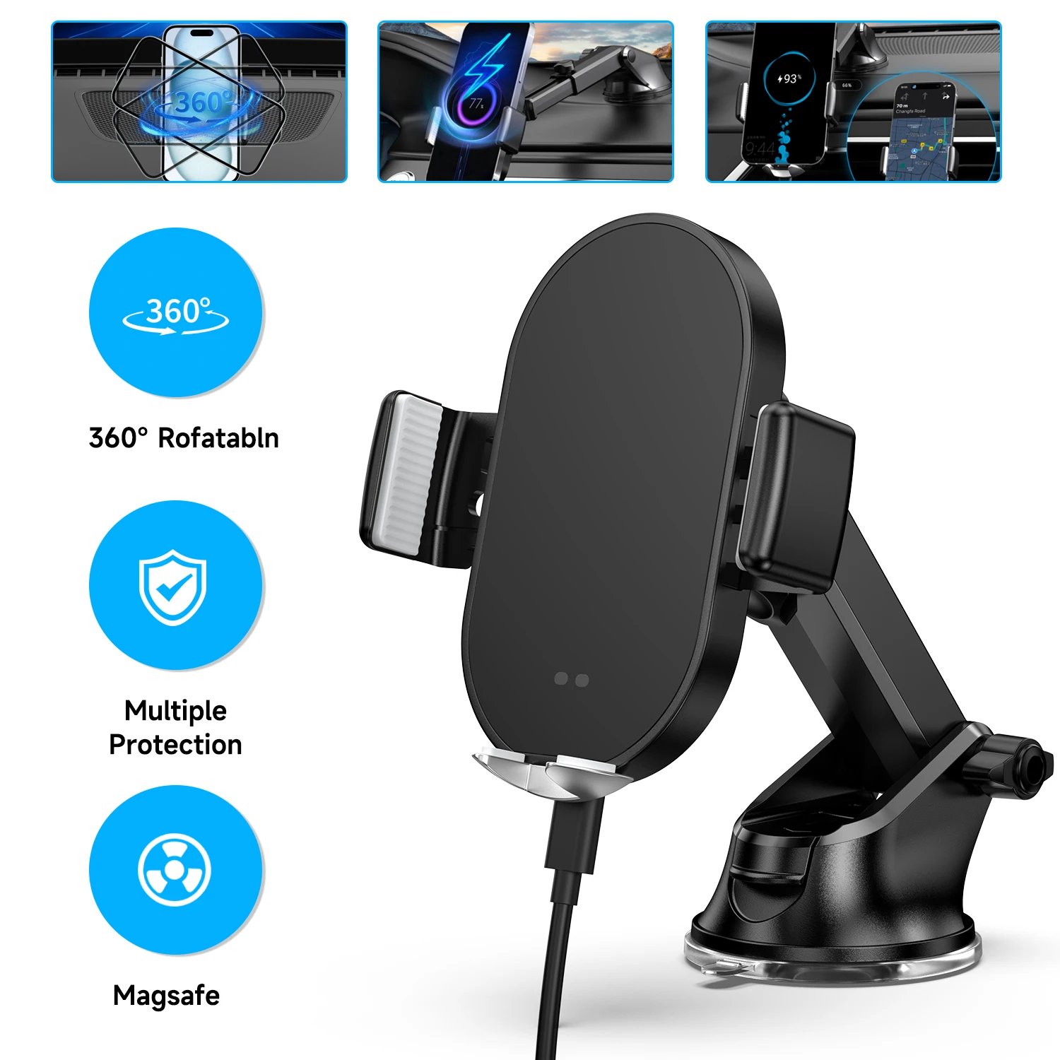 ANCEL S141 360 Rotate Universal Car Phone Holder Moblie Windshield Mount Stand For Phone Hand Free Driving Car Phone Holder ﻿