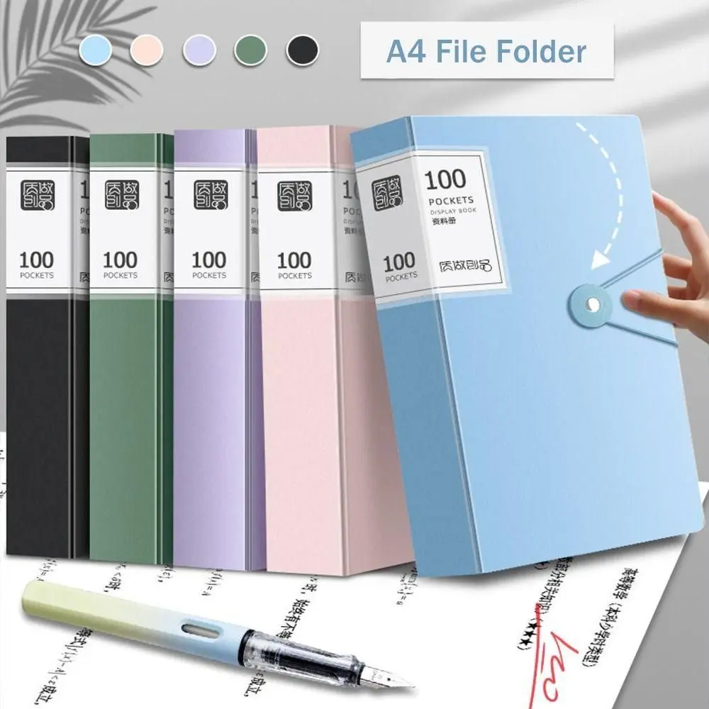 

PP A4 File Folder New Stationery Waterproof Test Paper Storage Organizer 40 Pages Office School Supplies Document Bag