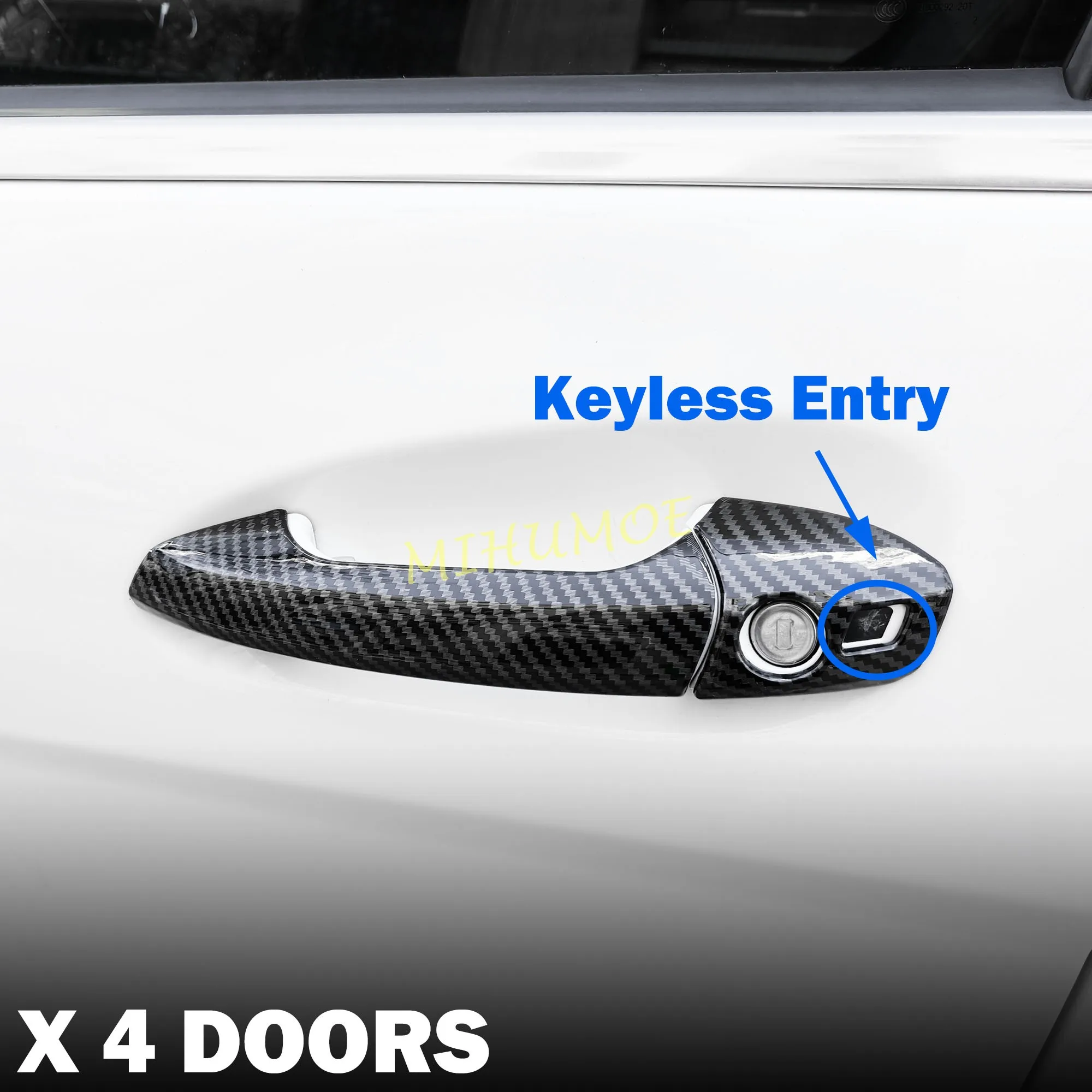 For Mercedes-Benz GLE GLA GLK CLA B C E M Class LHD Carbon Fiber Car Door Handle Strip Cover Trim w/ Keyless W166 X156 X204 C117