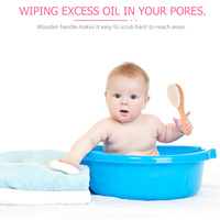 NOLITOY Bathing Brush for Newborn Baby Hair Washing Sink Dryer Boar Bristle Wooden Handle Shower Scrubber Sponges Back Care