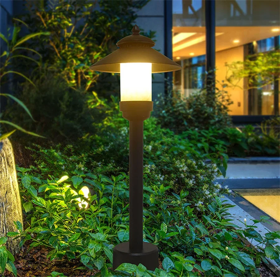 Aluminum E27 Outdoor Landscape Path Light Waterproof Garden Lantern Post Lamps Modern Villa Driveway Bollards Lighting