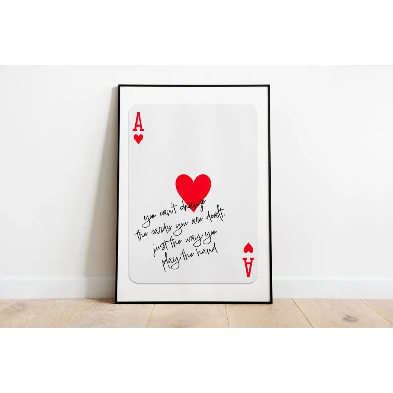 العصرية الآس من القلوب بطاقات للعب طباعة ملصق ملهم إقتباس الجمالية قماش اللوحة الرجعية جدار الفن لغرفة ديكور المنزل #4