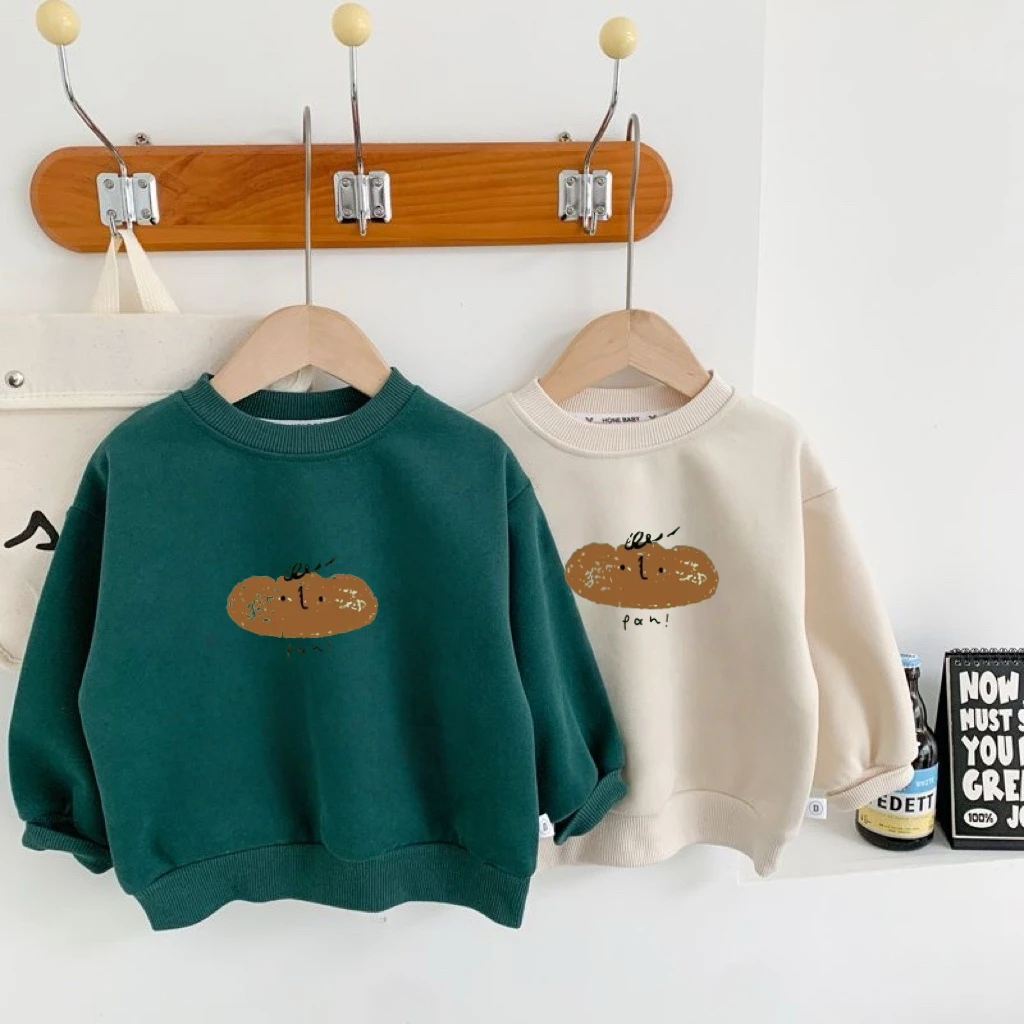 Green Sweatshirts Long Sleeve Tops For Boys 0-6Years Kids Fashion Casual Clothing Round Neck Pullovers Child Cute Simple Hoodie