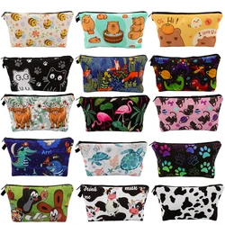 Cute Animals Storage Flamingo Cat Organizer Makeup Bag Cosmetic Pouch Large Travel Cosmetic Bag Makeup Accessory
