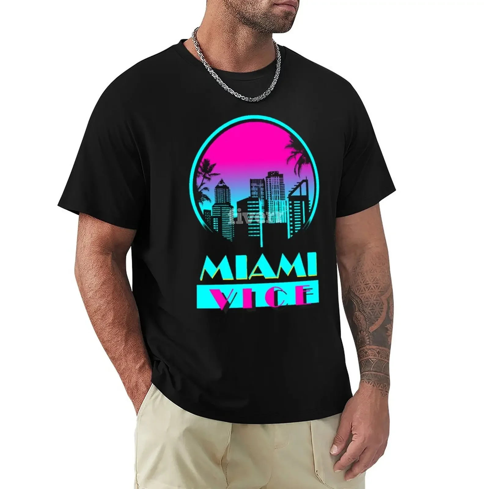 MIAMI VICE Beach T-Shirt boys animal print kawaii clothes mens big and tall t shirts