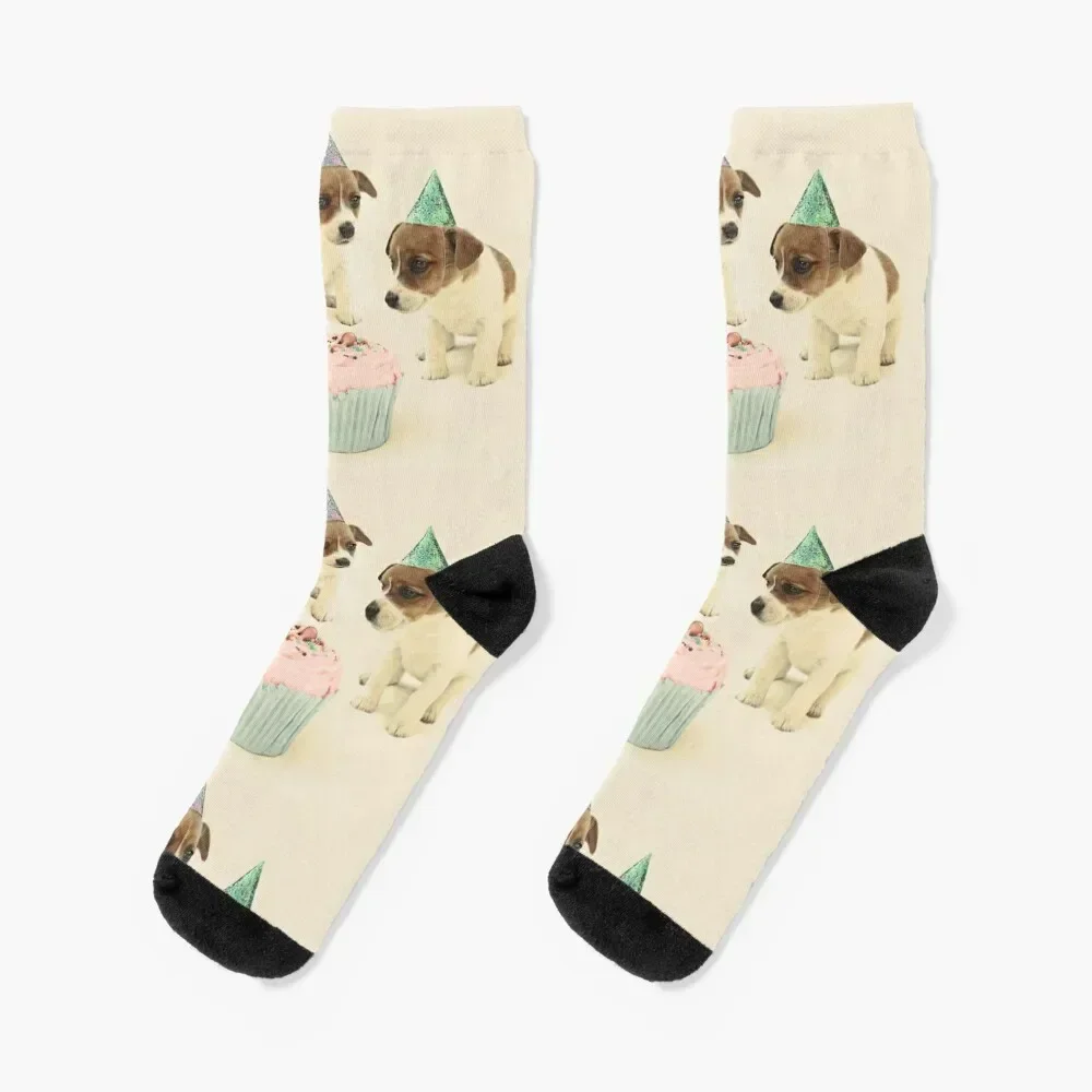 Vintage Puppy Birthday Card Socks hiphop christmas gift christmas stocking cartoon Socks For Girls Men's