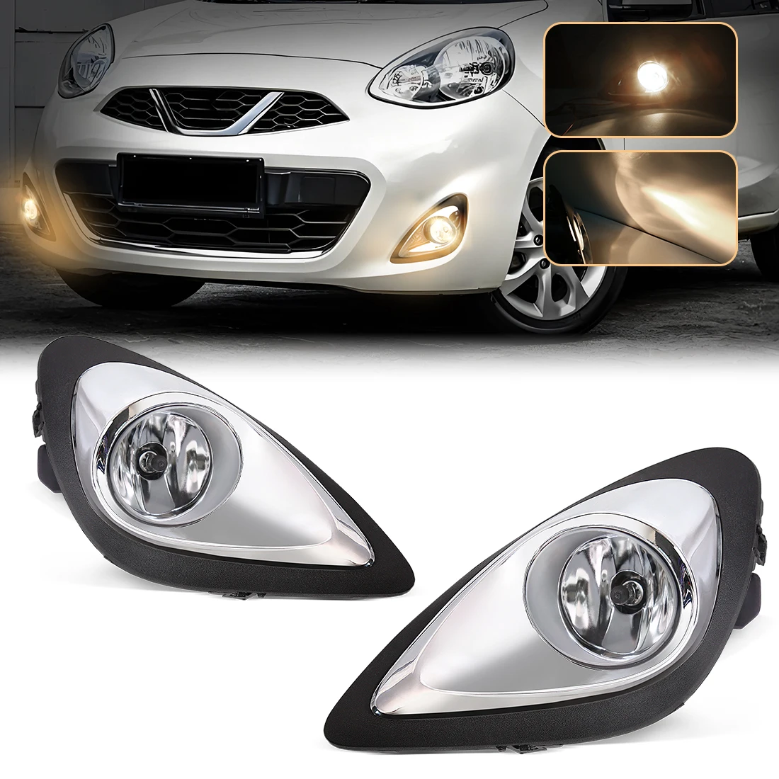 

Светодиодные противотуманные фары для Nissan March Micra 2013 2014 2015 2016, дневные ходовые огни, передний бампер, противотуманные фары для автоматического вождения, аксессуары