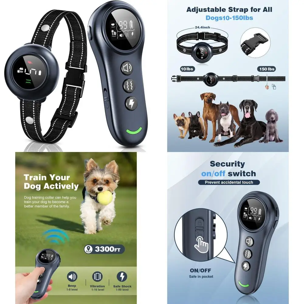 

ВсеBreed Водонепроницаемый ошейник для дрессировки собак 2-в-1 с защитой от коров и ударов, 5 уровней чувствительности, пульт дистанционного управления 3300 футов