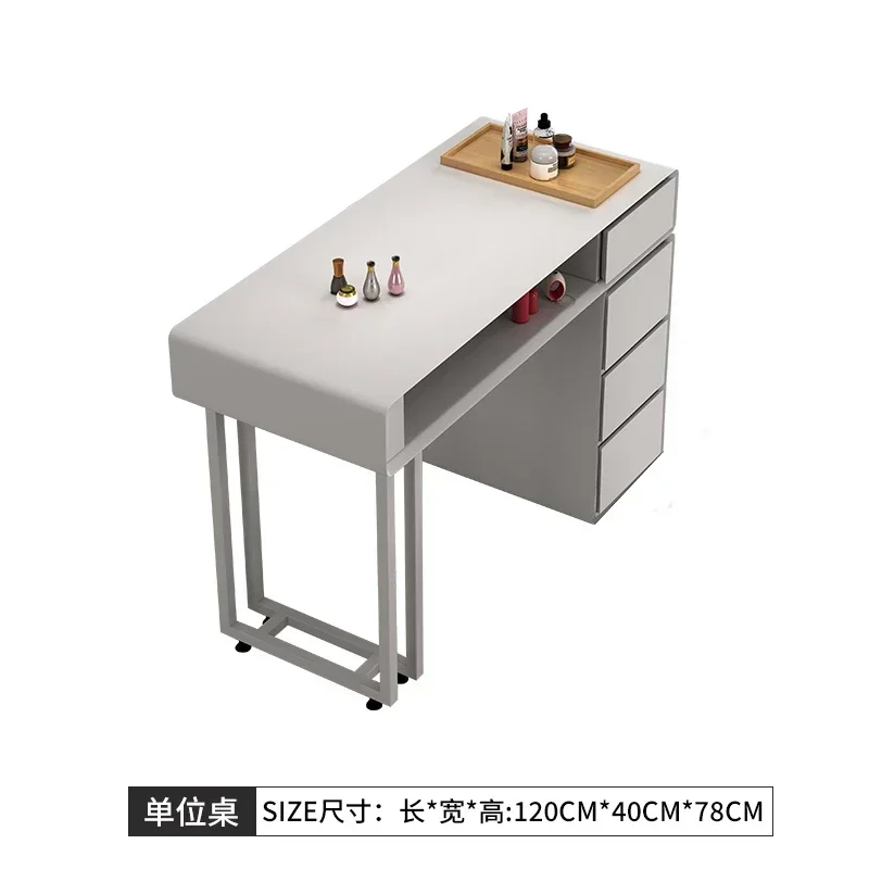Design Metal Nail Desk Simple Nordic Grey Speciality Nails Table Modern Minimalist Nageltisch Mesa Beauty Salon Furniture