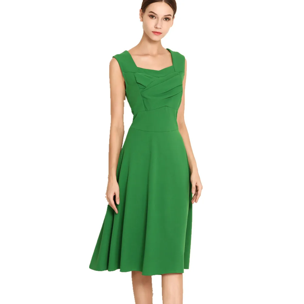 

Hepburn Style Vintage Dress New Women Sleeveless Large Swing Sexy Party Dress Plus Size S-3XL