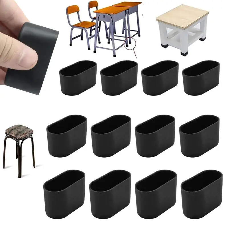 16/8/4pcs Rubber Chair Leg Cap Oval Covers Furniture Table Feet Floor Protectors Furniture Cups Home Accessories And Parts