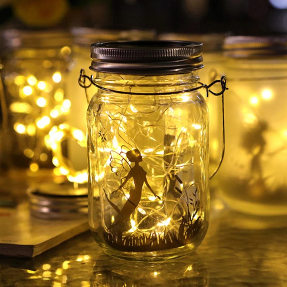 

0.075W Solar Fairy Lantern Lights IP65 Waterproof Mason Jar Solar Lamp For Yard Patio Garden Pathway Porch Decor Wholesale