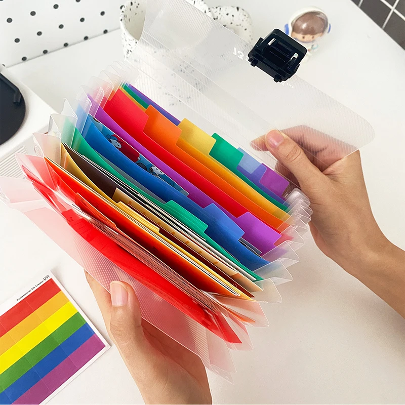 A6 Rainbow File Folder 13 Pockets Extension Wallet Bill Receipt File Sorting Organizer Office Storage Bag Folders Filing Product