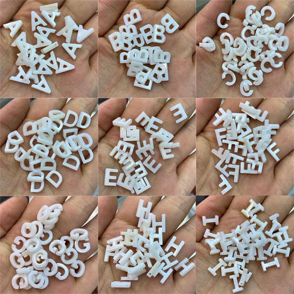 Hot Sale ABC Natural Mother Of Pearl Shell Beads White Inital A-Z Letter Seashell Beads for DIY Jewelry Making Necklace Bracelet