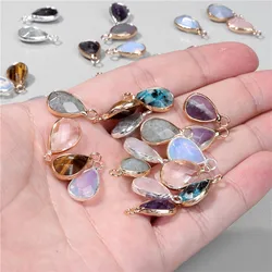 2pcs Natural Stone Water Drop Charms Pendant 10x14MM Labradorite Amethysts Accessories for Jewelry Making Bracelet Necklace DIY