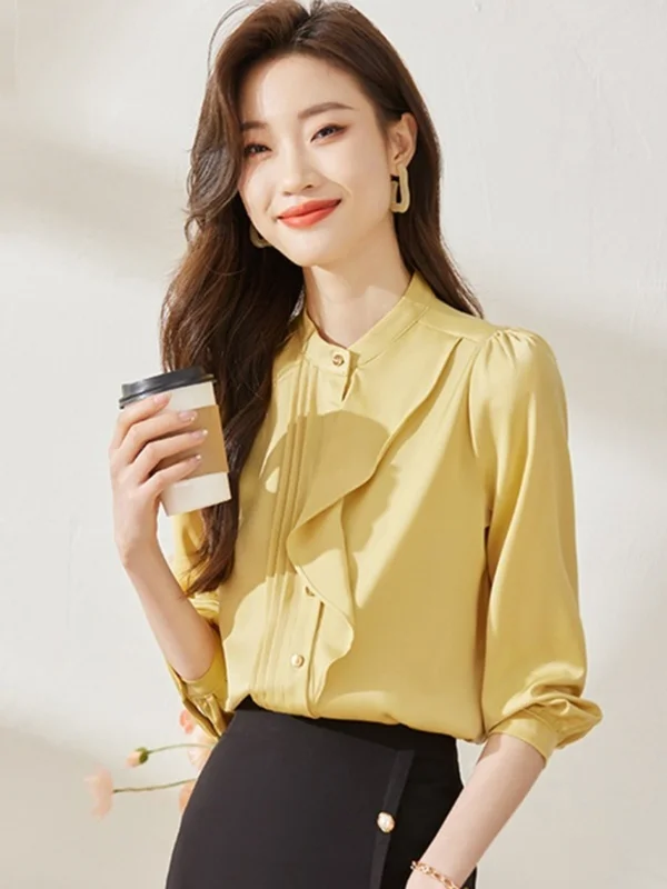 

Long Sleeve Shirts Womens Lace Polka Dot Relaxed Fit Gentle Feminine Romantic Soft Vacation Holiday Spring Daily Casual Outfit