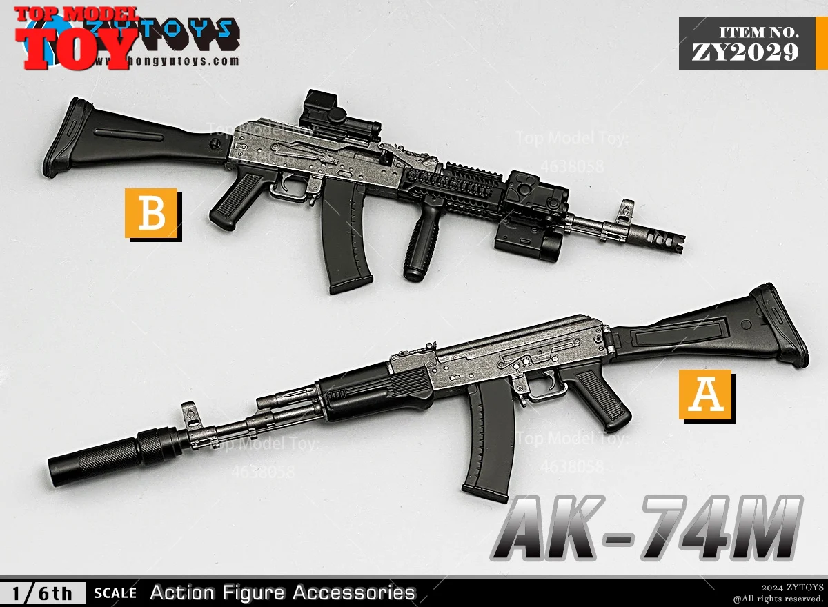 Zytoys ปืนไรเฟิลจู่โจม AK74M ขนาด1/6 ZY2029อุปกรณ์การต่อสู้โมเดล16/17ซม. พอดีกับตุ๊กตาทหารตุ๊กตาขยับแขนขาได้ขนาด12นิ้ว