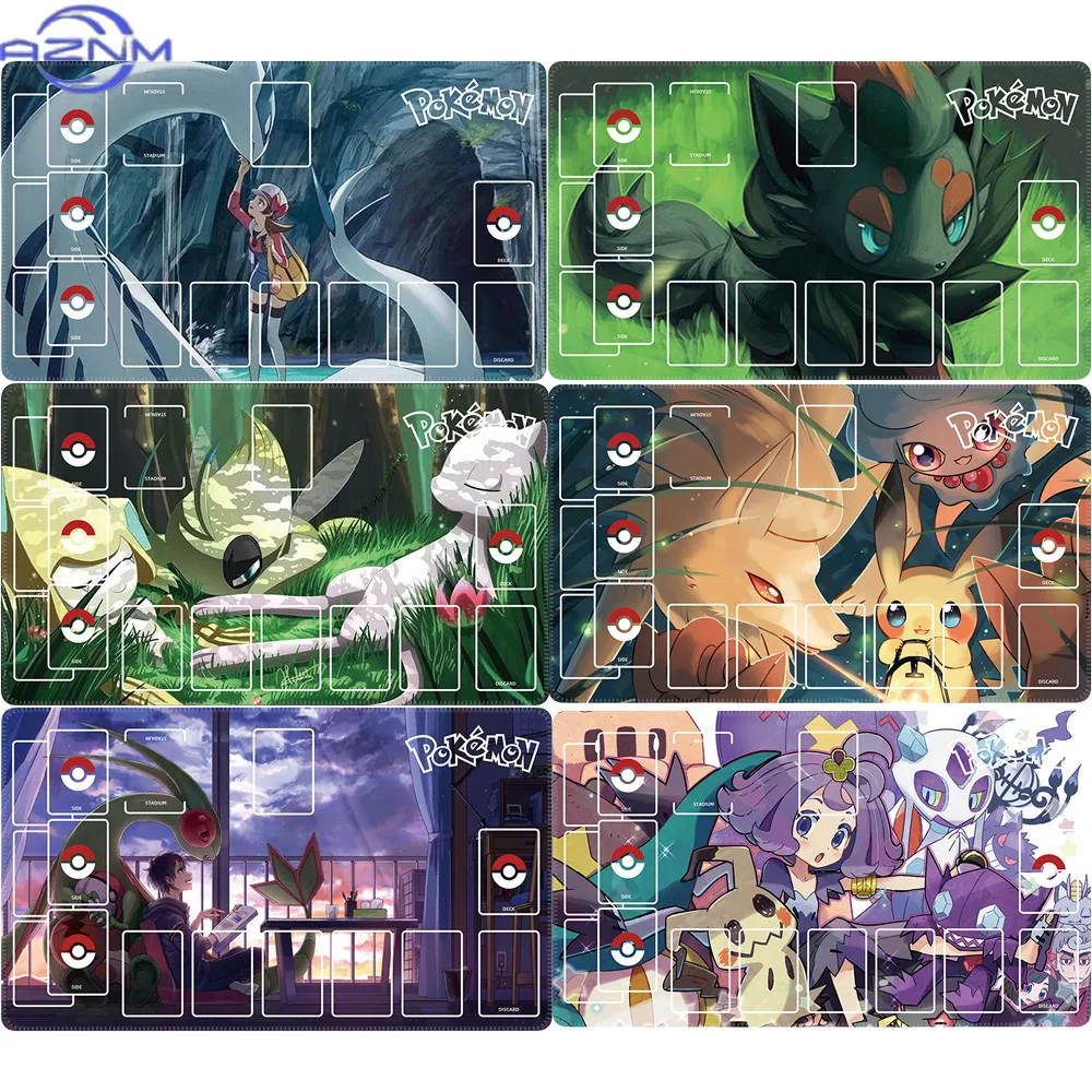 Pokemon New Characters & Trainers TCG Mouse Pad, Waterproof Non-Slip Trading Card Game Play Mat
