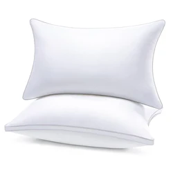 2Pcs 100% Goose Feather and Down Pillows with 100% Cotton Shell, Bed Pillows for Sleeping Hotel Collection Pillows Set of 2 Soft