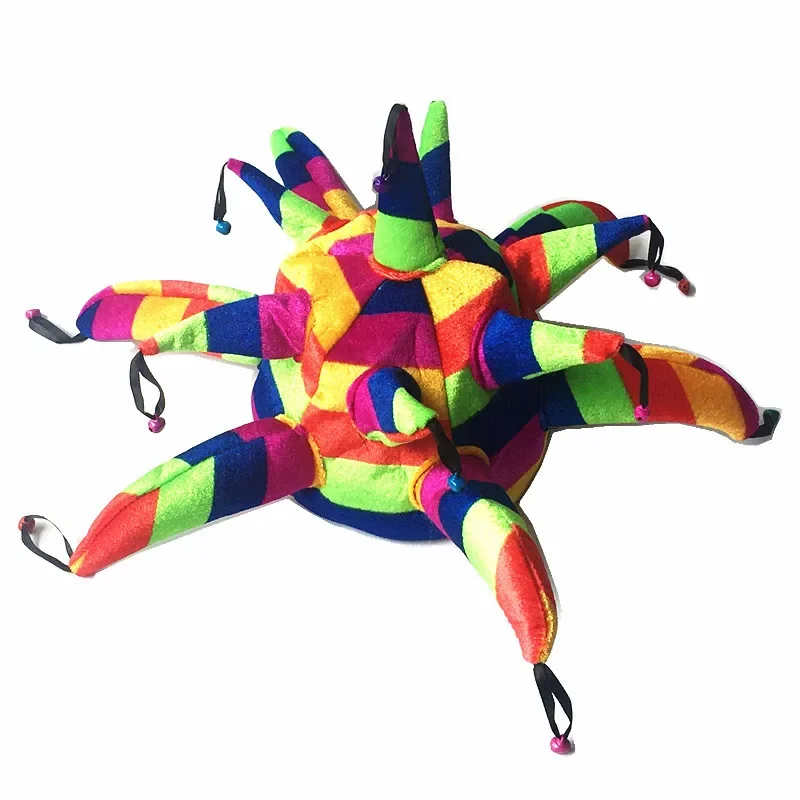 Adult Men Women Polka Dot Clown Cap Hat Birthday Cake Party Hats Performance Props Christmas Elf Halloween Costume Cosplay