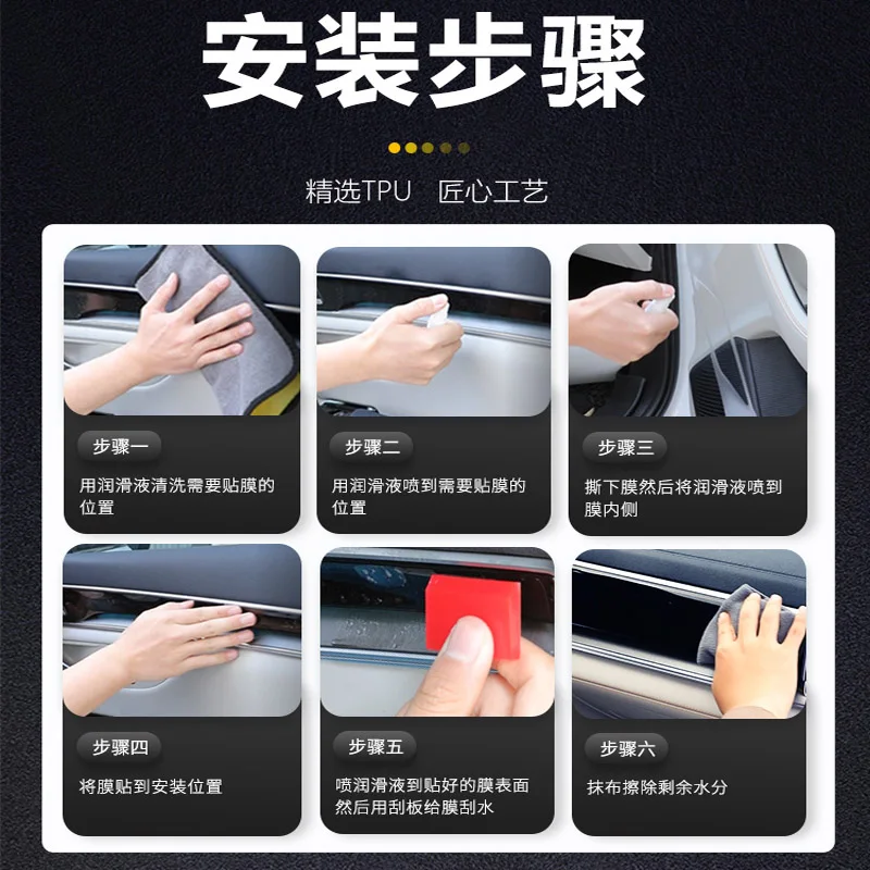 For VOLKSWAGEN ID7 Steering Wheel Central Control Car Film Interior Accessories TPU Transparent Protector Film Refit