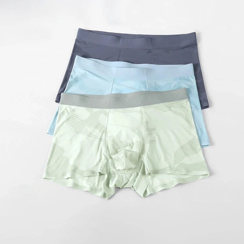 

Мужские трусы из ледяного шелка, нижнее белье, модные камуфляжные тонкие дышащие мужские шорты-боксеры, летние крутые быстросохнущие трусы Cuecas