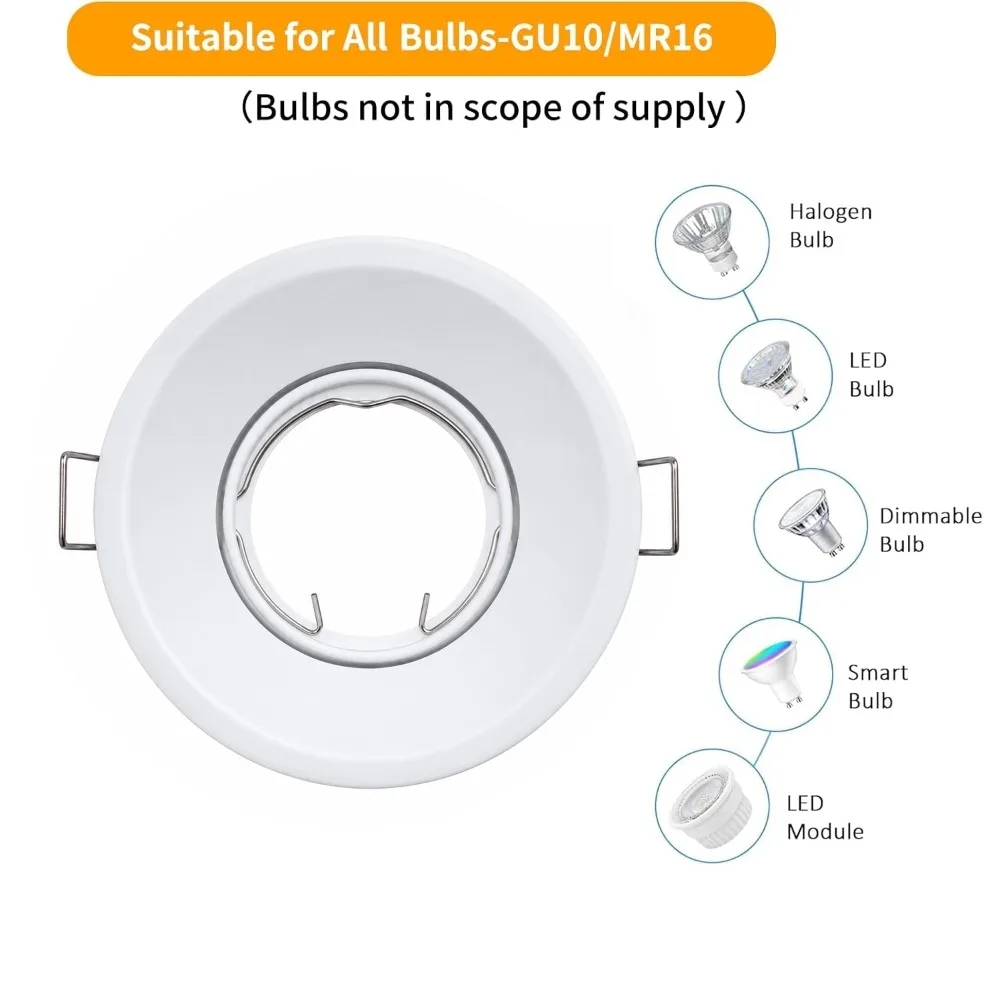JOYINLED Round Square Recessed Ceiling Downlight GU10 MR16 LED Spotlight Frame Adjustable Fixture Light Fitting, Modern Lighting