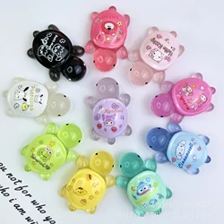 5pcs Sanrio Luminous Turtle Miniature Cartoon Cute Turtle Resin Home Decoration Diy Handmade Crafts Resin Flatback Material